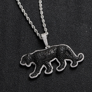 Collana Hip Hop con Ciondolo Animale, Leopardo Nero, Zirconi Micro-incastonati, Ciondoli Pantera in Oro e Argento, <span class=keywords><strong>Accessori</strong></span> Moda Uomo - Product Image 5