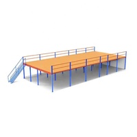 Système de rayonnage à mezzanine réglable en acier thermolaqué, plateforme de stockage d'entrepôt, conception industrielle à double niveau, robuste