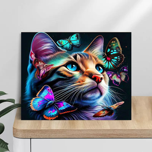 Pintura DIY de estilo europeo moderno por números <span class=keywords><strong>para</strong></span> adultos, cuadro de paisaje de animales de mariposa y gato impreso, <span class=keywords><strong>lienzo</strong></span> de pintura acrílica - Product Image 6