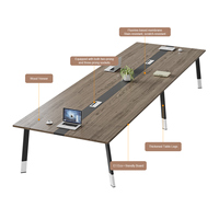 Table de conférence moderne en bois, bureau de réunion avec panneau écologique de qualité E1 pour 10 personnes