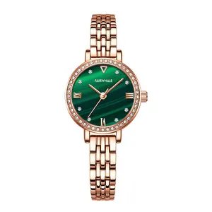 Modern Fashion Women Gold Watches Crystal Round Wristwatch For Ladies Luxury Diamond Female Quartz Watch 3ATM Waterproof