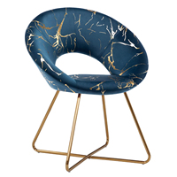 Luxuriöser Neuer Design-Sessel mit Goldenem Metallrahmen für Wohnzimmer, Samt-Akzentstuhl mit Mittlerer Rückenlehne