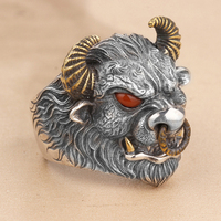 Bagues de doigt en laiton incrusté en argent S925, joli Design Unique, Vintage Animal tête de vache, pour hommes, collection 2020