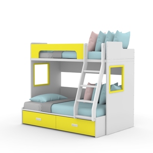 เตียงสองชั้นแบบคู่ทันสมัยสำหรับเด็กวัสดุไม้ทนทานสำหรับใช้ในโรงเรียนหรือห้องนอน - Product Image 1