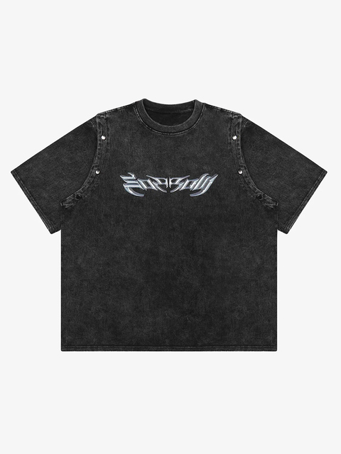 Hot Supplier 2026 Streetwear Men's Heavyweight Cotton Apparel Vintage Washed Detachable Sleeve Graphic Oversized T-Shirt