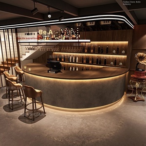 เคาน์เตอร์บาร์ไม้เนื้อแข็งทันสมัยทรงกลมสำหรับใช้ในบ้าน บาร์ โรงแรม ห้างสรรพสินค้า และธุรกิจจัดเลี้ยง - ยี่ห้อ Yimutang - Product Image 6