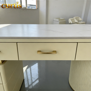 <span class=keywords><strong>Mesa</strong></span> <span class=keywords><strong>de</strong></span> Manicura Moderna con Superficie <span class=keywords><strong>de</strong></span> Mármol Resistente a los Arañazos, Escritorio <span class=keywords><strong>de</strong></span> Oficina con Amplios Cajones <span class=keywords><strong>de</strong></span> Almacenamiento, Muebles Ecológicos <span class=keywords><strong>para</strong></span> Salón/Oficina - Product Image 3