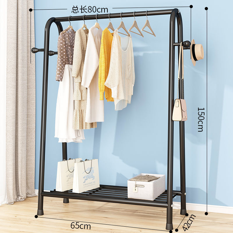 80CM - สีดำ [ตะขอแขวนเสื้อผ้าตาข่ายชั้นเดียว]