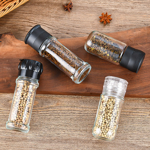 Mini <span class=keywords><strong>botella</strong></span> de condimento de cocina de vidrio de alta calidad de 100ml, 110ml, 200ml, con cabezal de molinillo ajustable Manual para pimienta, sal de anís - Product Image 5