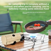Réchaud à gaz portable pliable pour l'extérieur, pour 3 à 5 personnes, alimenté au butane, pour casseroles et marmites chaudes, barbecue avec déflecteur de vent