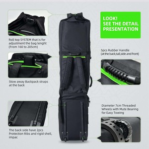 Échantillon gratuit Sac de snowboard rembourré personnalisé 165 cm 155 cm Sac d'équipement de snowboard avec grande poche imperméable - Product Image 2