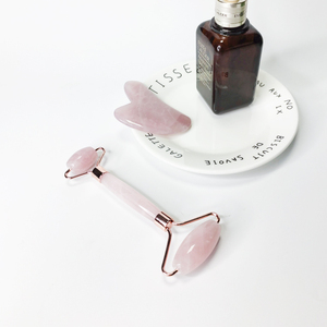 100% De Quartz Rose naturel Visage Masseur Jade Rouleau Barre de Beauté Guasha Ensemble - Product Image 6