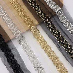 डिजाइनर ब्राइडल बेडेड पॉलिएस्टर फ्रेंच क्रिस्टल बेड्स चुंटीले कपड़े शादी के फीके ट्रिम - Product Image 3