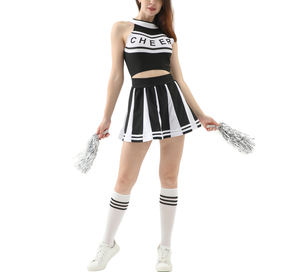 Costume de pom-pom girl sexy pour adulte, imprimé numérique personnalisé pour filles, 100% polyester, ensemble uniforme d'écolière, jeu de rôle d'Halloween - Product Image 1