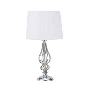 Lampada da tavolo E27 cromata con paralume bianco, dimensioni 30x30x55 cm, ideale per decorazione e ambientazione. - Product Image 1