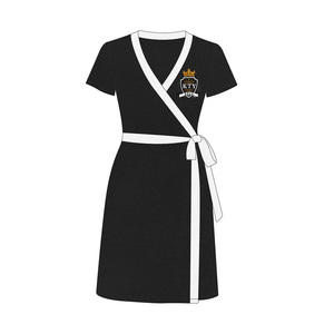 Personalizar el verano de manga corta de seda de hielo Vestido de punto elegancia con <span class=keywords><strong>cuello</strong></span> en V <span class=keywords><strong>cuello</strong></span> <span class=keywords><strong>marinero</strong></span> mujeres A-Line celebridad Falda de punto suéter - Product Image 3