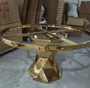Hot Bán Vòng Bàn Ăn Đặt Sang Trọng Bằng Đá Cẩm Thạch Bàn Đám Cưới Và Ghế Hiện Đại Vàng Thép Không Gỉ Khách Sạn Tiệc Bàn Ăn Tối - Product Image 4