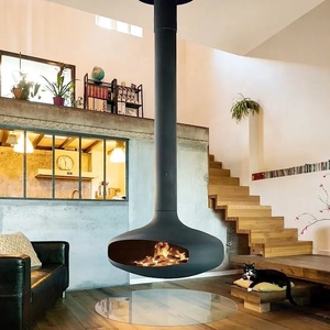 <span class=keywords><strong>Estufa</strong></span> de Leña Giratoria, Chimenea Suspendida de Esquina, Acero Corten, para Interiores, Sala de Estar, Negro Mate, Contemporánea, de Etanol - Product Image 5