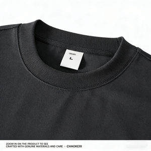 T-shirt Streetwear Semplice e Neutra 400G in Cotone Pesante 100% con Vestibilità Oversize Plus Size Stile Hip Hop Boxy Personalizzabile da Uomo - Product Image 4