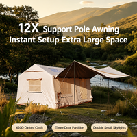 Tente de camping gonflable 12m² à installation instantanée, 3 portes, colonnes d'air en PVC, tissu Oxford 420D, imperméable pour le camping en extérieur, vente en gros
