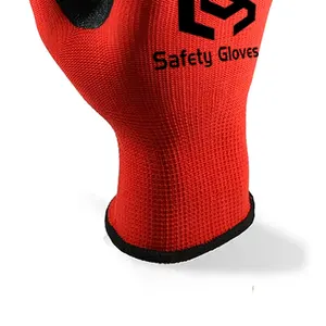 CY Gants de jardin en caoutchouc froissé industriel En388 Équipement de protection Construction domestique Gants de travail de sécurité en latex