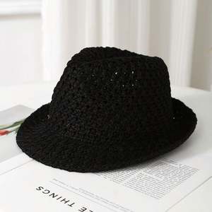 Chapeau d'été rétro artistique japonais pour femme, chapeau de jazz tricoté respirant, chapeau décontracté en paille de papier pour homme pour l'extérieur - Product Image 5