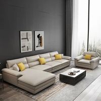 Canapé modulaire en cuir véritable, style nordique simple et moderne, en forme de L, avec chaise longue d'angle, garantie 5 ans pour petit appartement