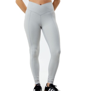 Leggings de yoga grande taille pour femmes, taille mi-haute élastique, respirants, écologiques, été-automne, logo personnalisé, vente en gros - Product Image 1