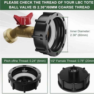 Raccord de 2 pouces à filetage grossier vers tuyau de réservoir d'eau de 1/2 pouce pour vanne d'eau IBC à filetage grossier, connecteur de jardin pour conteneur IBC, vanne de réservoir d'eau de pluie IBC - Product Image 3
