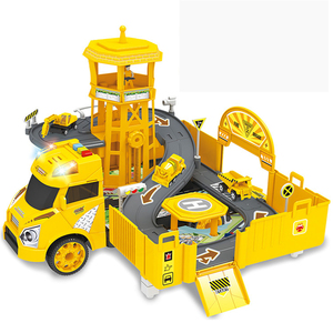 Set Mainan Truk & Kontainer yang Dapat Diubah Bentuknya, Tempat Parkir Teknik/Pemadam Kebakaran/Polisi dengan Lampu LED dan Musik untuk Anak Usia 3+ - Product Image 4
