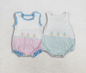 Rompers sin mangas para bebés, niños y niñas, con estampado de lunares y cuadros - Product Image 4
