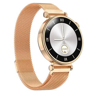 High-End-Mode runde Form Zifferblatt smartwatch AM23 AMOLED 1.32 Zoll amoled rosa gold IML Material Stahlband Dame smart Watch