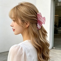 Pince à cheveux coréenne haut de gamme à rayures irisées, élégante, faite à la main en PVC, pince requin, accessoire capillaire pour femme, vente en gros