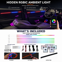 Kit d'éclairage d'ambiance RGB 64 couleurs pour voiture, bande LED acrylique, contrôle par application, synchronisation musicale, décoration intérieure, logo personnalisé, vente en gros