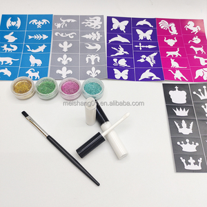 Kit de Tatuajes con Purpurina con Plantillas de Animales y Coronas, Polvo y Pinceles para Decoración de Fiestas Infantiles en la UE y EE. UU. - Product Image 2