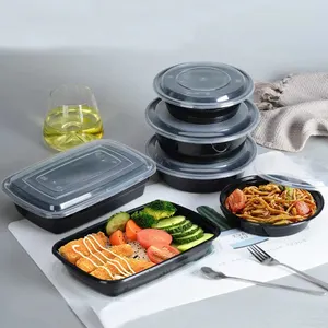 Gıda sınıfı tek kullanımlık plastik Take Away öğle yemeği Bento piknik salata yemek hazırlık gıda saklama kabı ambalaj kutusu kapaklı