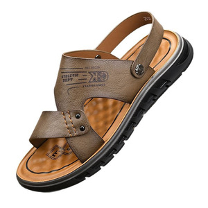 Sandales pour hommes à brides croisées, dessus en PU, semelle extérieure en caoutchouc antidérapante, chaussures décontractées d'été, bout ouvert, design uni - Product Image 4