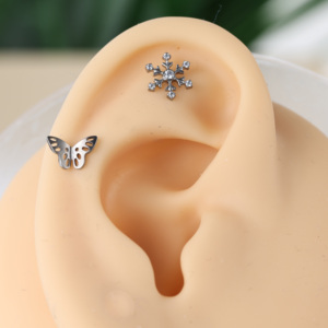 <span class=keywords><strong>Piercing</strong></span> Labret Flocon de Neige en Titane ASTM F136, Fileté Intérieurement, avec Grappe de Zircone Cubique, pour Cartilage d'Oreille, Hélix, Tragus, pour Enfants et Mariages - Product Image 4