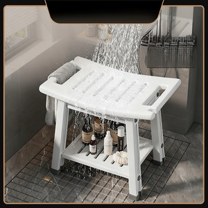 Tabouret de douche Suijiang en plastique antidérapant, banc de bain pour femmes enceintes, personnes âgées et enfants, faible hauteur avec étagère de rangement - Product Image 5