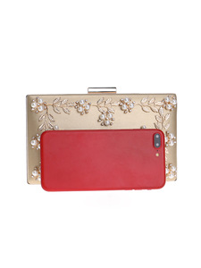 RB71 Wholesale Fashion Designer Women's Evening Banquet <b>Bags</b> Custom Brand Pearl Floral PU Frame Shape Handbag Set - Product Image 6