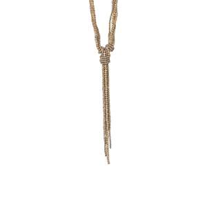 Collier de mode perlé en acier inoxydable 316L plaqué or PVD, durable et résistant, avec long pompon - Product Image 1
