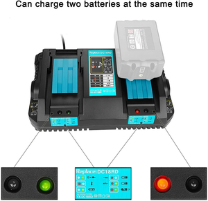 <span class=keywords><strong>Chargeur</strong></span> rapide à double port Lithium-Ion DC18RD 4A <span class=keywords><strong>Chargeur</strong></span> de batterie DC18RC <span class=keywords><strong>DC18RA</strong></span> DC18SF Compatible avec la batterie MAK 14.4V 18V - Product Image 5