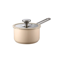 Set Peralatan Masak Multifungsi 1,5L dari Baja Anti Karat 304, Dasar Ganda, Warna Krem Beige Matte, Termasuk Panci Susu, Panci Kaldu, dan Casserole Dangkal