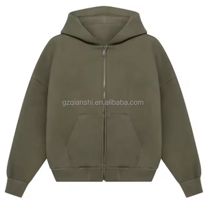 Fabricants de sweats à capuche zippés en molleton vierge personnalisés de haute qualité, 100 % coton, unisexe, 500 g/m², coupe ample et épaisse - Product Image 4