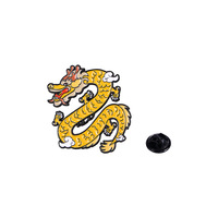 Broche de style chinois en forme de dragon de dessin animé, en alliage doré, émail de créateur de mode, anime, zodiaque, épingles de broche, badge de revers, boucle