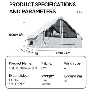 <span class=keywords><strong>Tente</strong></span> gonflable entièrement automatique de 6,3 mètres carrés, <span class=keywords><strong>tente</strong></span> d'air en tissu Oxford pour le camping à domicile, commande minimum - Product Image 5