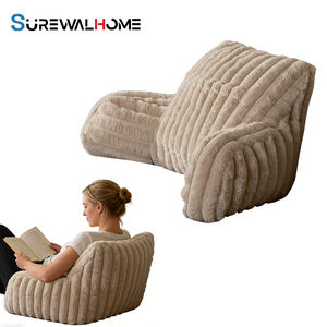 SUREWALHOME Cadeaux pour femmes et hommes, <span class=keywords><strong>coussin</strong></span> de lecture confortable en fausse fourrure côtelée, <span class=keywords><strong>coussin</strong></span> de jeu doux avec poche, oreiller de soutien avec accoudoirs - Product Image 1