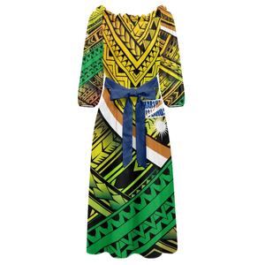 แฟชั่นใหม่ปี <span class=keywords><strong>2023</strong></span> ชุดเดรสยาวแบบฮาวายลายชนเผ่าโพลีนีเซียนดีไซน์นางเงือก  สำหรับฤดูใบไม้ร่วง ซักได้ ไซส์พลัส  พร้อมสายคาดเอวแบบธรรมชาติ - Product Image 2