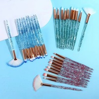 Ensemble de pinceaux de maquillage en cristal brillant portable de 10 pièces, ensemble de pinceaux de maquillage professionnels en poils synthétiques transparents