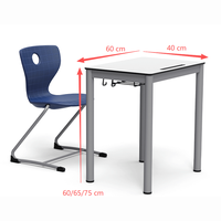 Table d'étude scolaire en bois, bureau individuel robuste avec chaise, ensemble complet